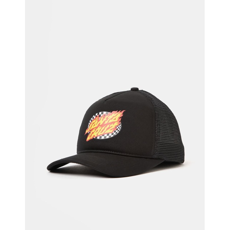 Santa Cruz Oval Check Flame Meshback Cap – Black