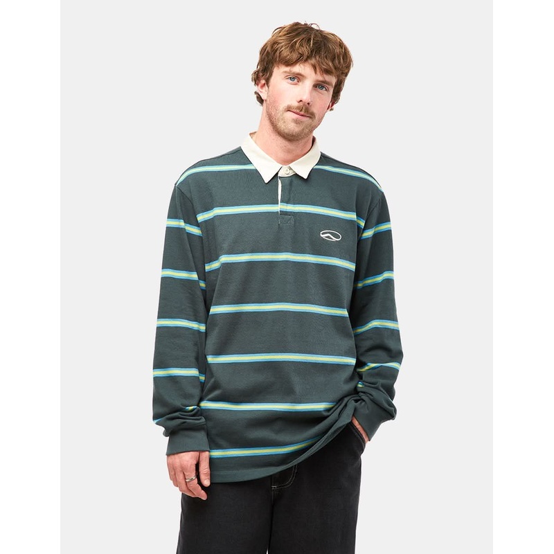 Vans Gatewood L/S Rugby Striped Polo Shirt – Green Gables