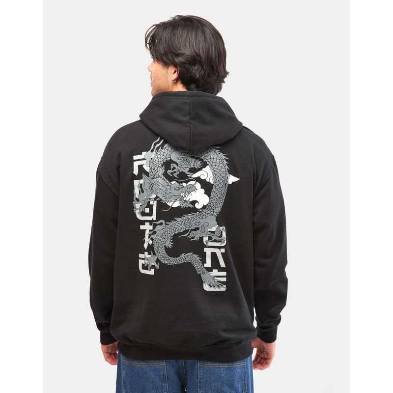 Route One Dragon Pullover Hoodie – Deep Black