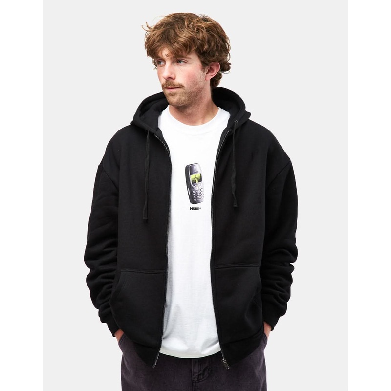 Route One Heavyweight Zip Hoodie (400gsm) – Black