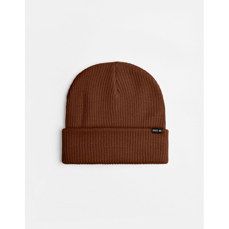 Route One Recycled Fisherman Beanie – Chocolate