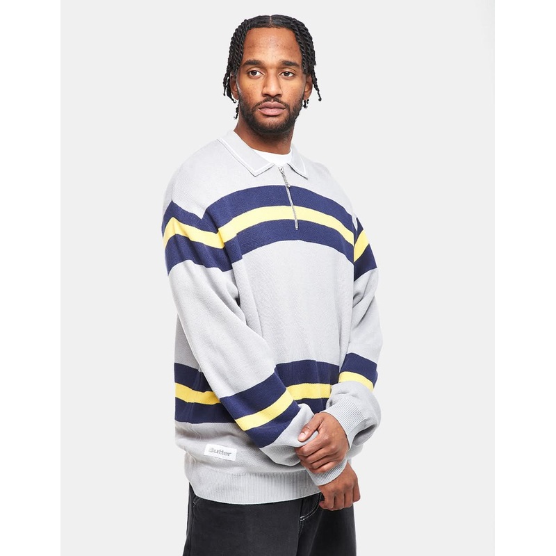 Butter Goods Polo Knit Sweater – Grey