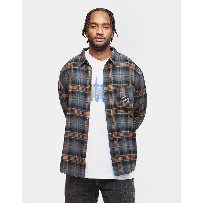 Butter Goods Swirl Plaid L/S Shirt – Blue/Orange