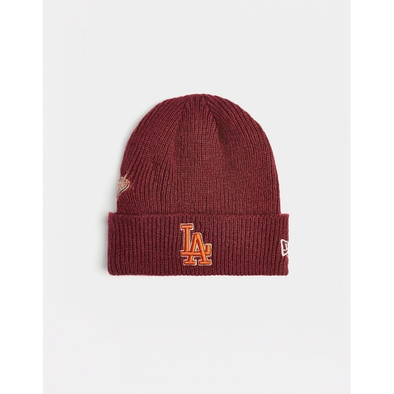 New Era Los Angeles Dodgers World Series Patch Beanie – Burgundy