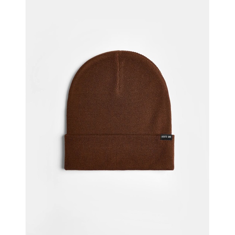 Route One Recycled NY Cuff Beanie – Chocolate