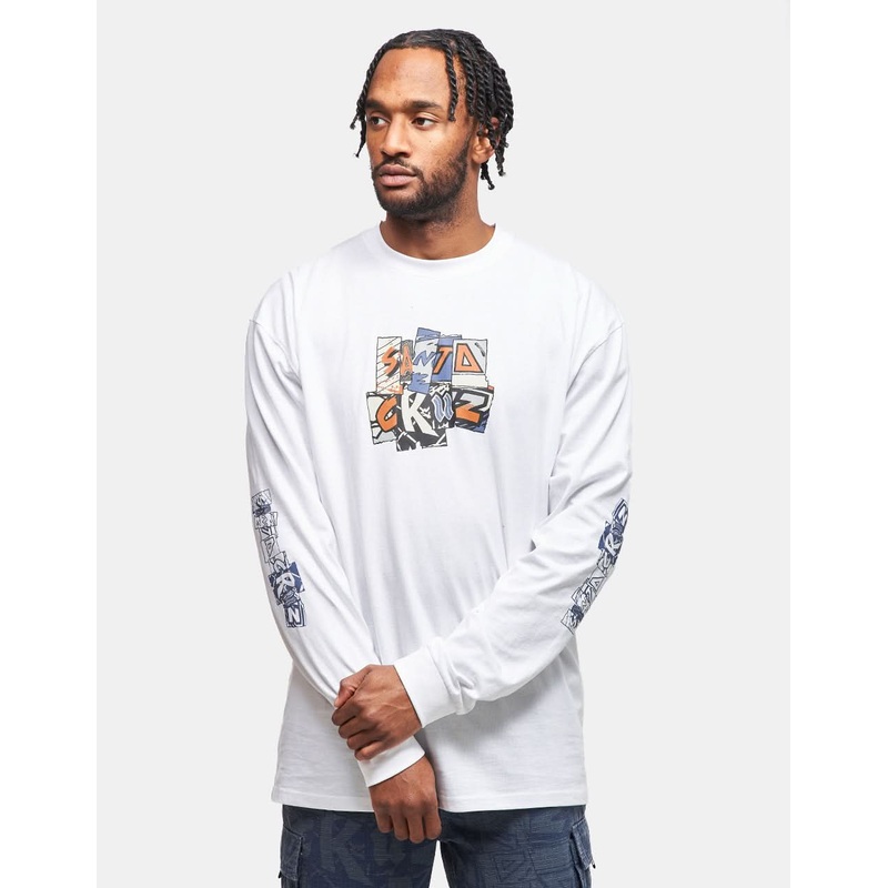 Santa Cruz Kickback Front L/S T-Shirt – White
