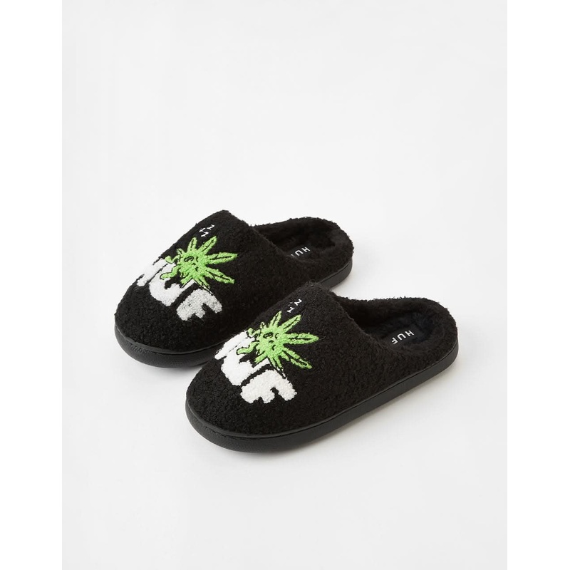 HUF Fuzzy Slippers – Black