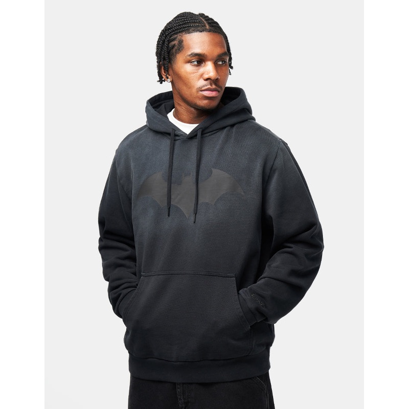 Welcome x Batman Bat Logo Enzyme-Washed Custom Sun-Fade Pullover Hoodie – Black