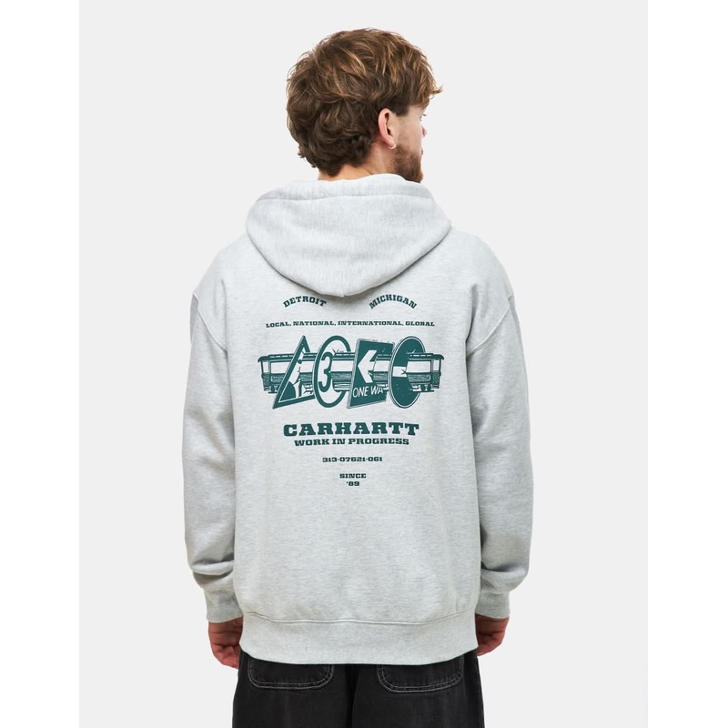 Carhartt WIP Runaway Zip Hoodie – Ash Heather/Malacite Stone Washed