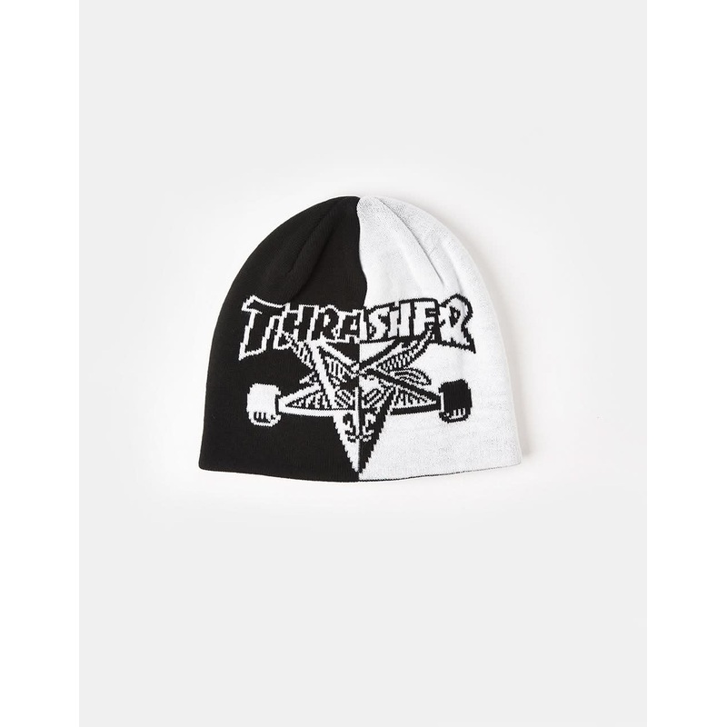Thrasher Skategoat Spilt Skully Beanie – Black/White