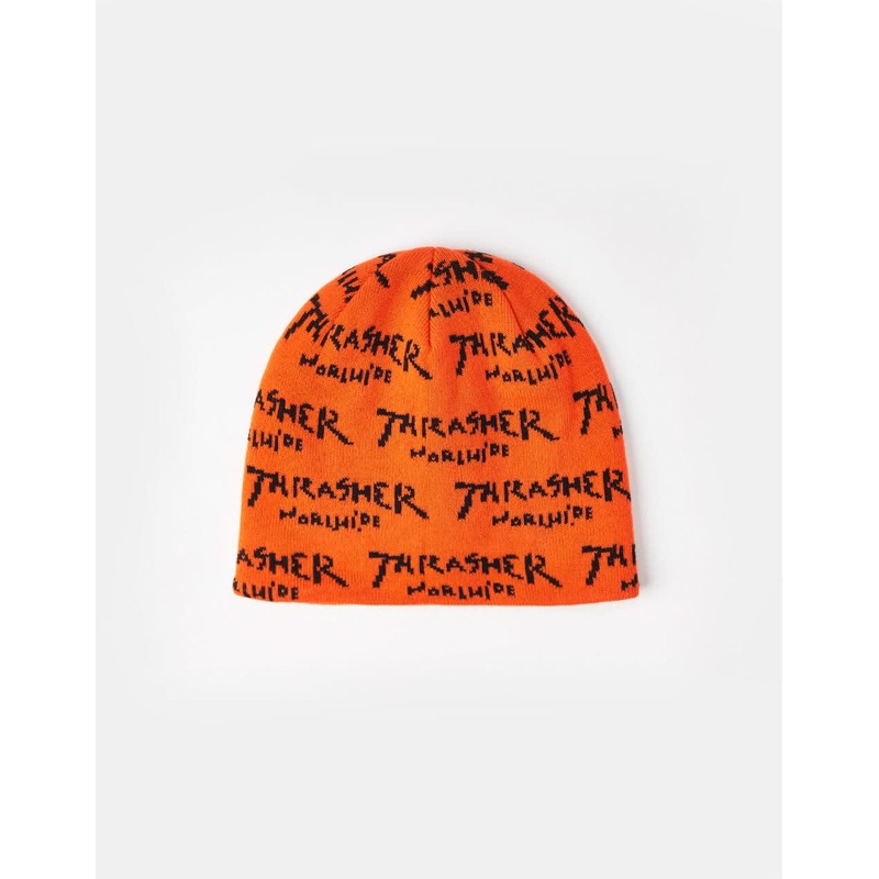 Thrasher Worldwide Skully Beanie – Orange