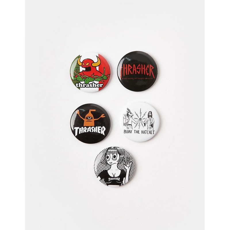 Thrasher x Toy Machine 1″ Button Pack (x5)