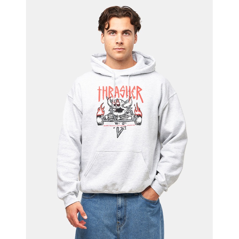 Thrasher x Toy Machine Monster-Gram Pullover Hoodie – Ash Grey