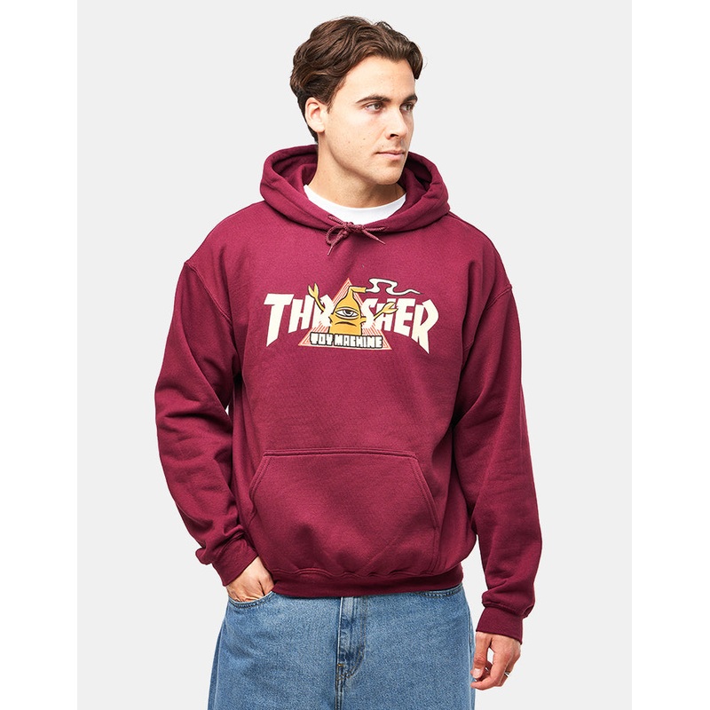 Thrasher x Toy Machine Vortex Pullover Hoodie – Maroon
