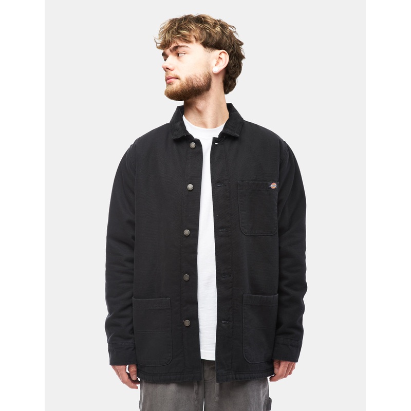 Dickies High Pile Fleece Lined Chore Jacket – Stone Washed Black