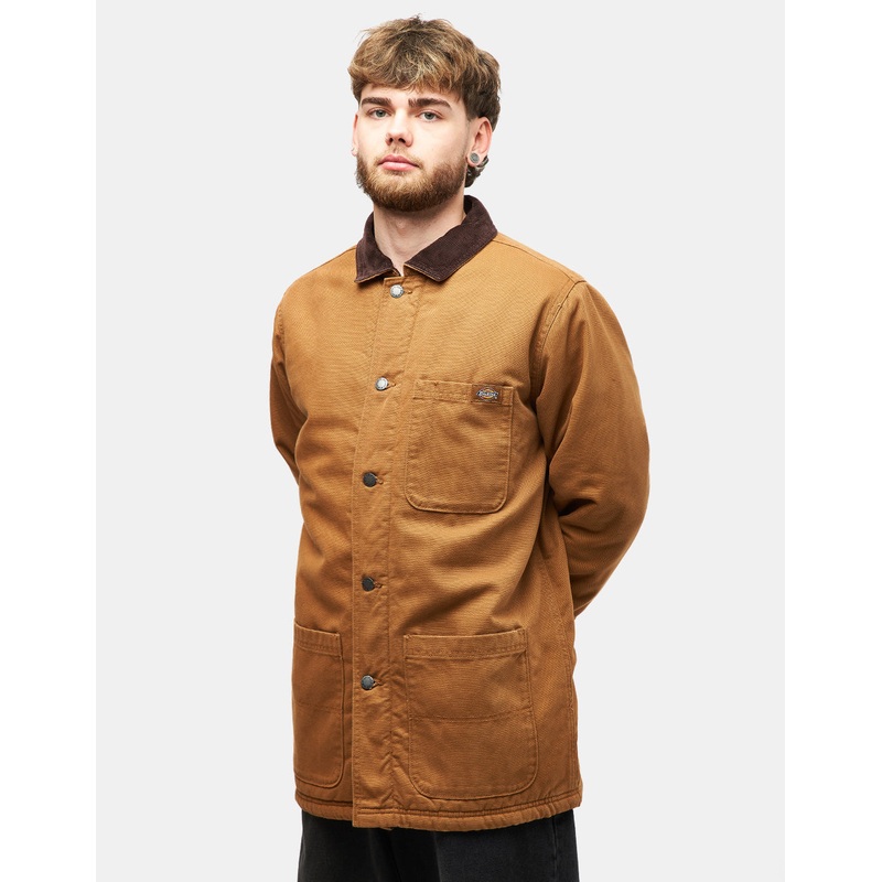 Dickies High Pile Fleece Lined Chore Jacket – Stonewashed Brown Duck