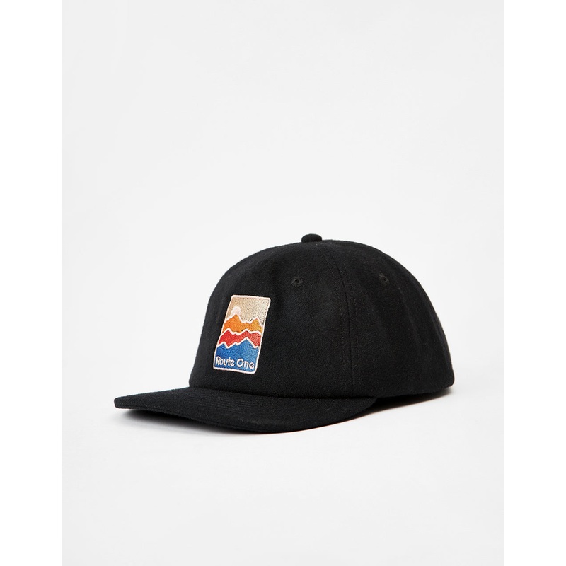 Route One Rocky Trail Unstructured Melton Wool Cap – Black