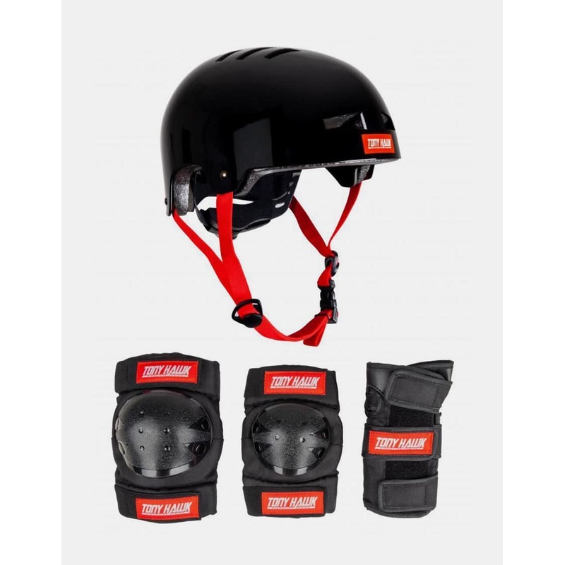 Tony Hawk Junior Helmet and Triple Pad Set – Black/Red