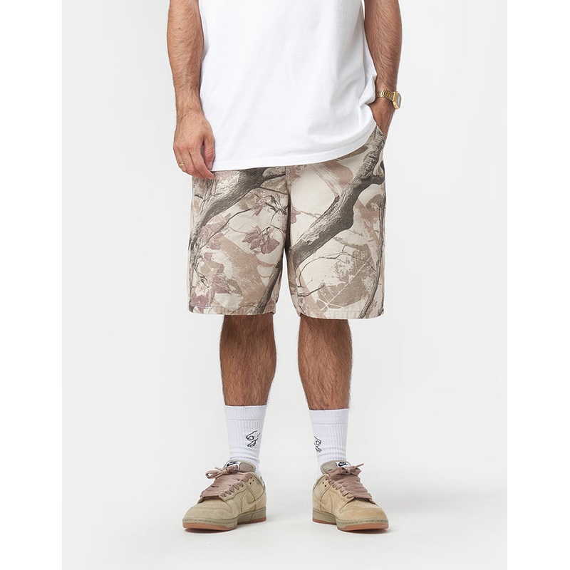Route One Super Baggy Canvas Shorts – Tree Camo (Brown)