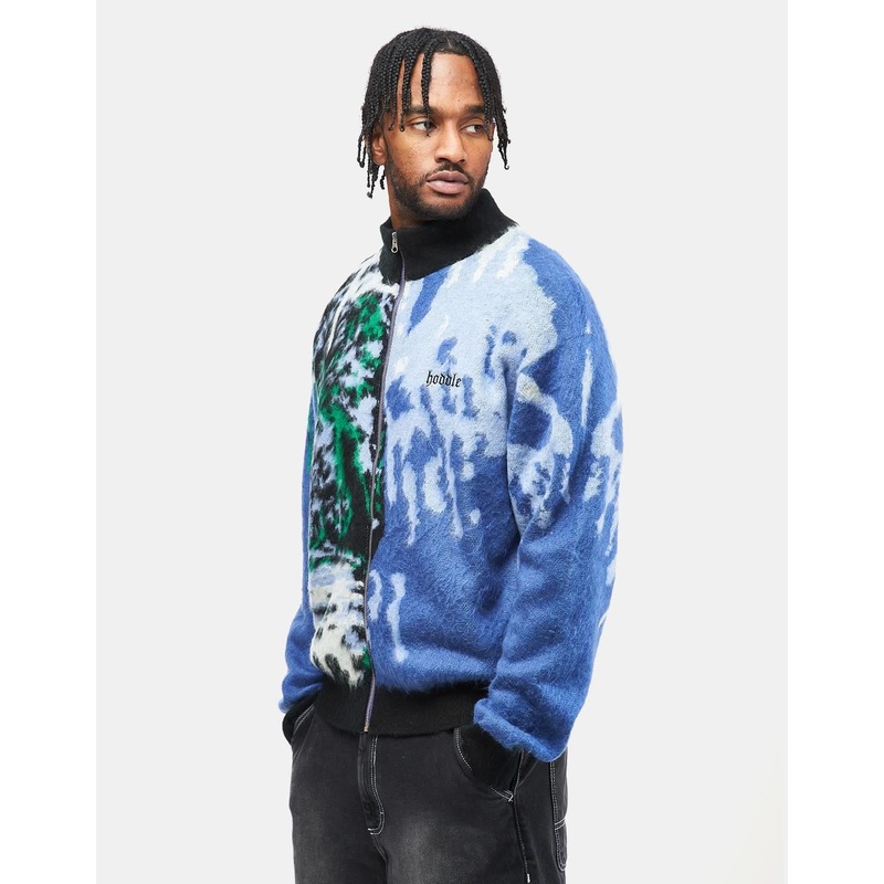 Hoddle Scanner Mohair Full Zip Polo – Blue/Navy/Black