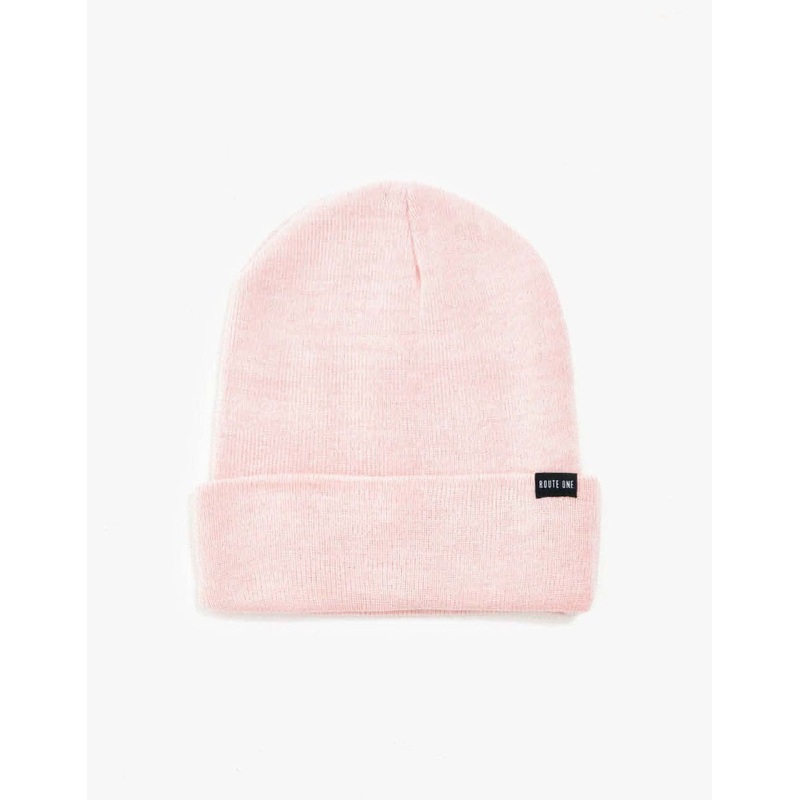Route One Recycled NY Cuff Beanie – Light Pink