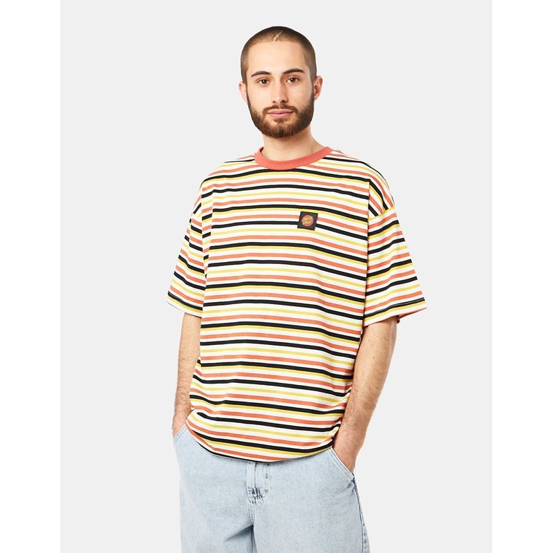 Santa Cruz Classic Label Stripe T-Shirt – Unbleached Cotton Stripe