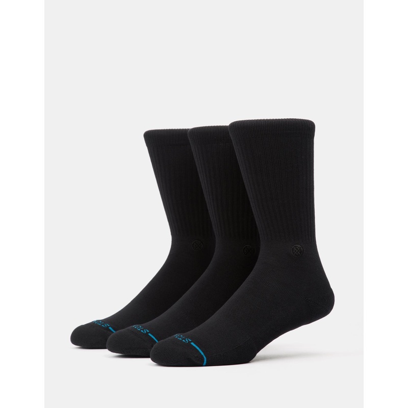 Stance Icon Stealth Crew 3 Pack Socks – Black/Black