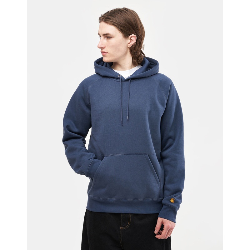 Carhartt WIP Hooded Chase Sweat – Dusky Blue/Gold