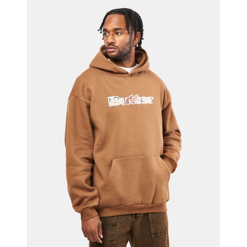 Butter Goods Logo Camo Applique Pullover Hoodie – Brown