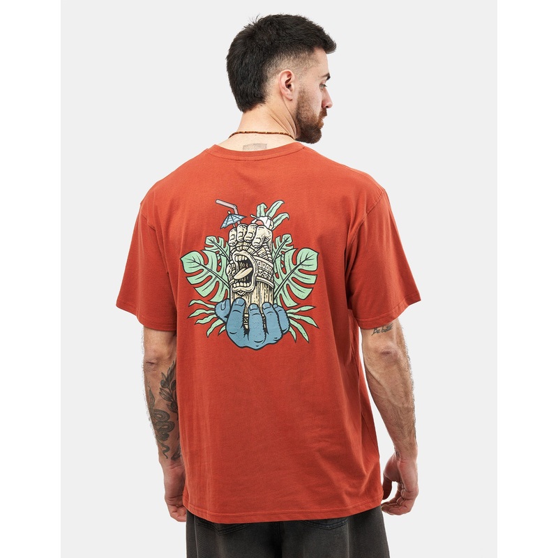 Santa Cruz Tiki Hand Strip T-Shirt – Dark Rust