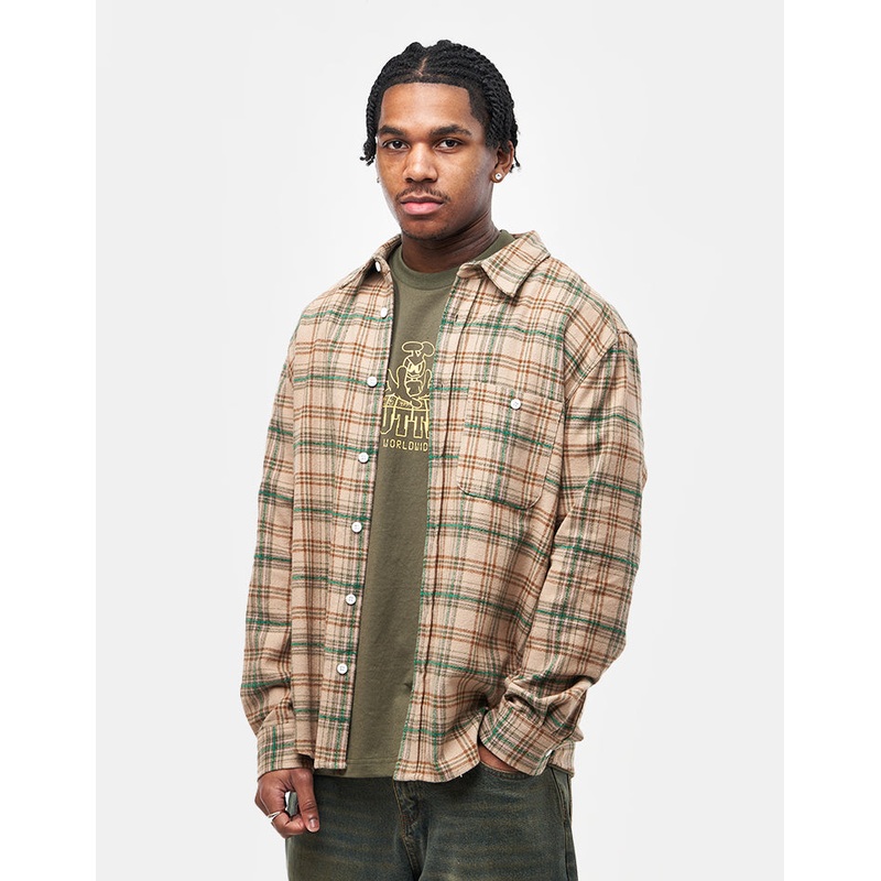 Butter Goods Bear Flannel L/S Shirt – Khaki
