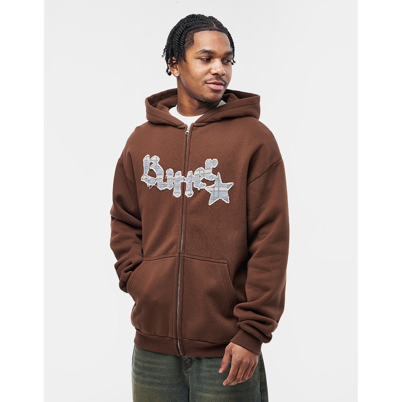 Butter Goods Edge Applique Zip-Thru Hoodie – Brown