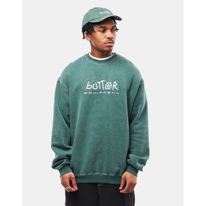 Butter Goods Equipment Applique Crewneck – Washed Fern