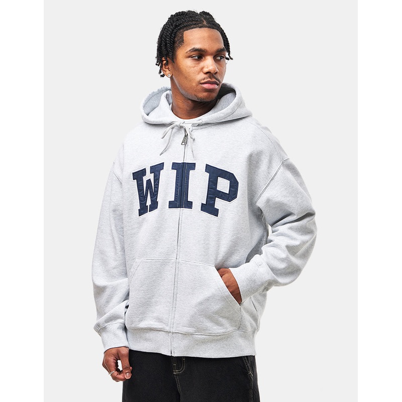 Carhartt WIP Hooded WIP Sweat Jacket – Ash Heather (Stone Washed)