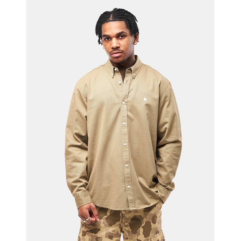Carhartt WIP L/S Madison Shirt – Leather/White