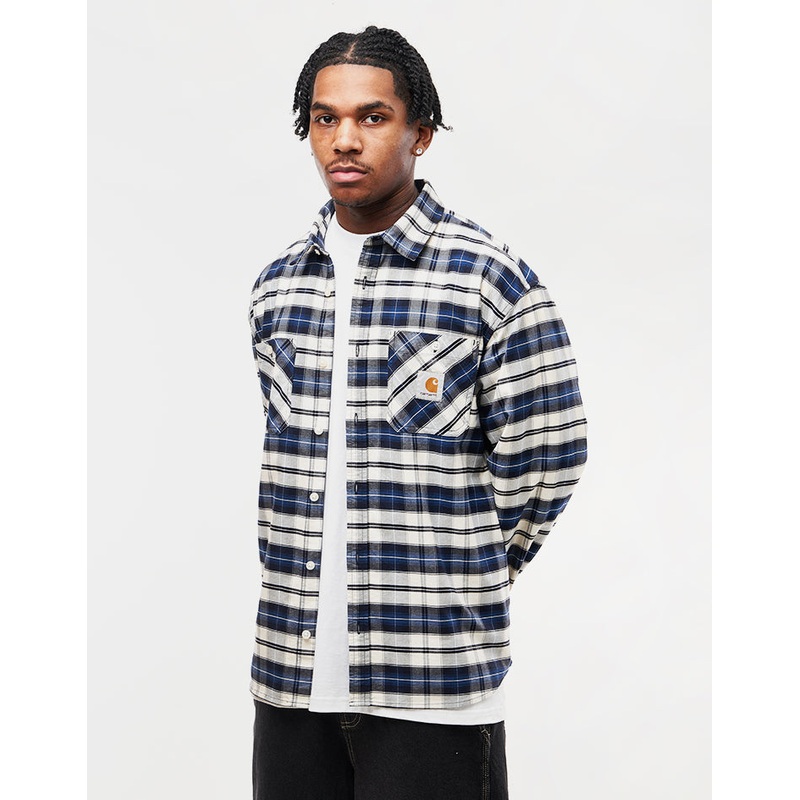 Carhartt WIP L/S Tarbell Shirt – Tarbell Check/Dark Navy/White