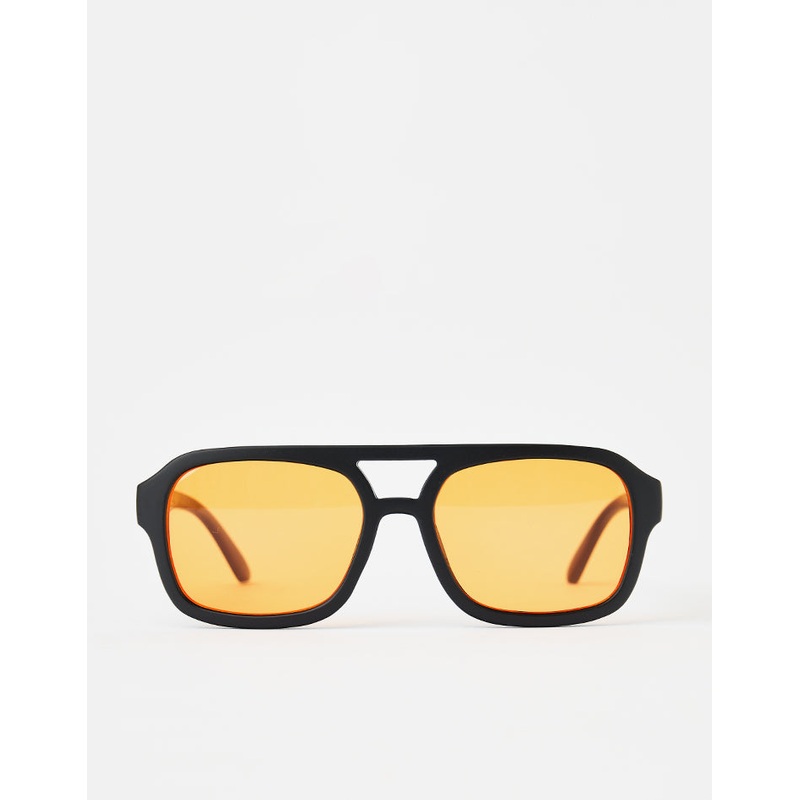 Route One Flat Top Sunglasses – Black (Orange Lens)