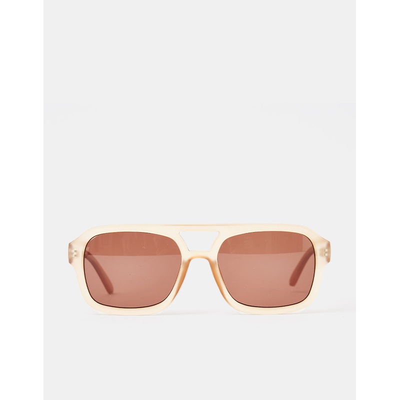 Route One Flat Top Sunglasses – Clear Brown (Brown Lens)