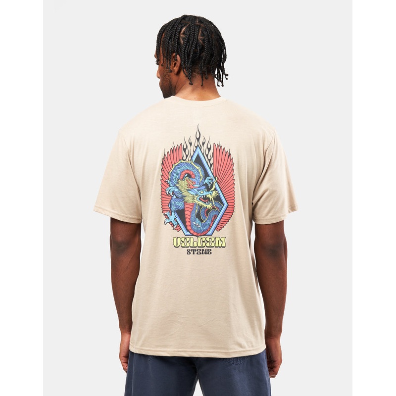 Volcom Draggin Stone T-Shirt – Light Khaki