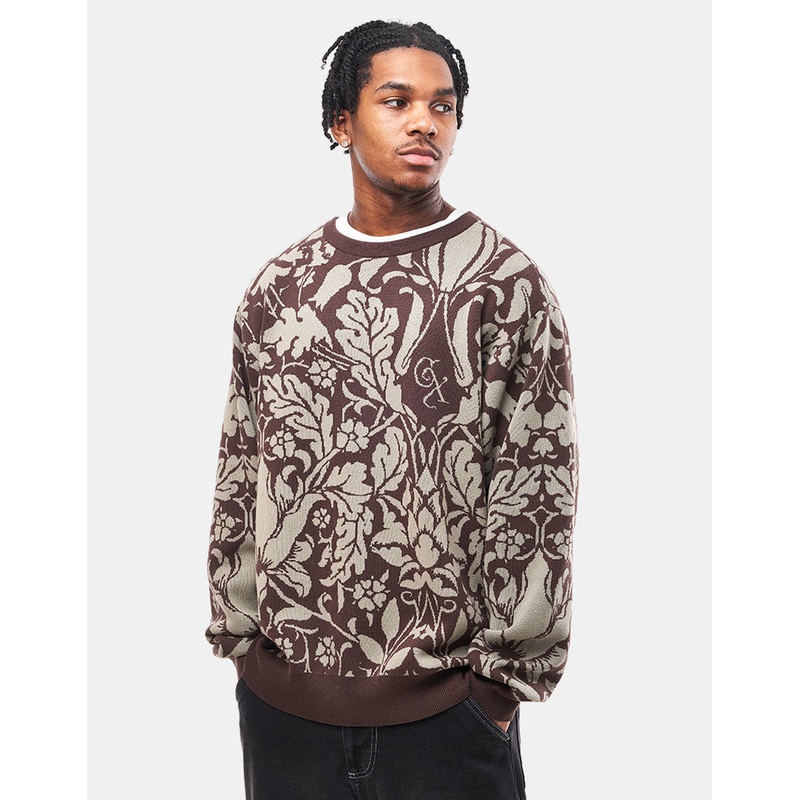 GX1000 Jacquard Knit Floral Sweater – Brown/Cream