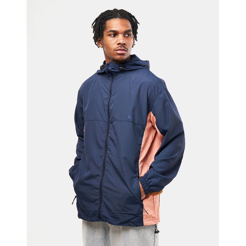 Route One Packable Windbreaker – Navy/Tan/Peach