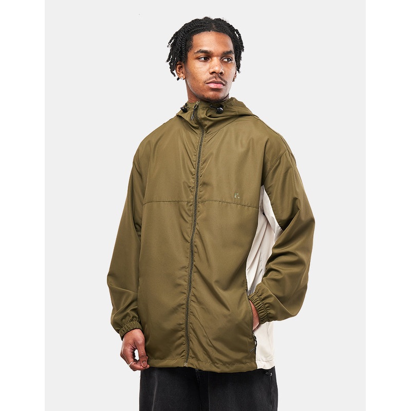 Route One Packable Windbreaker – Olive/Grey/Black