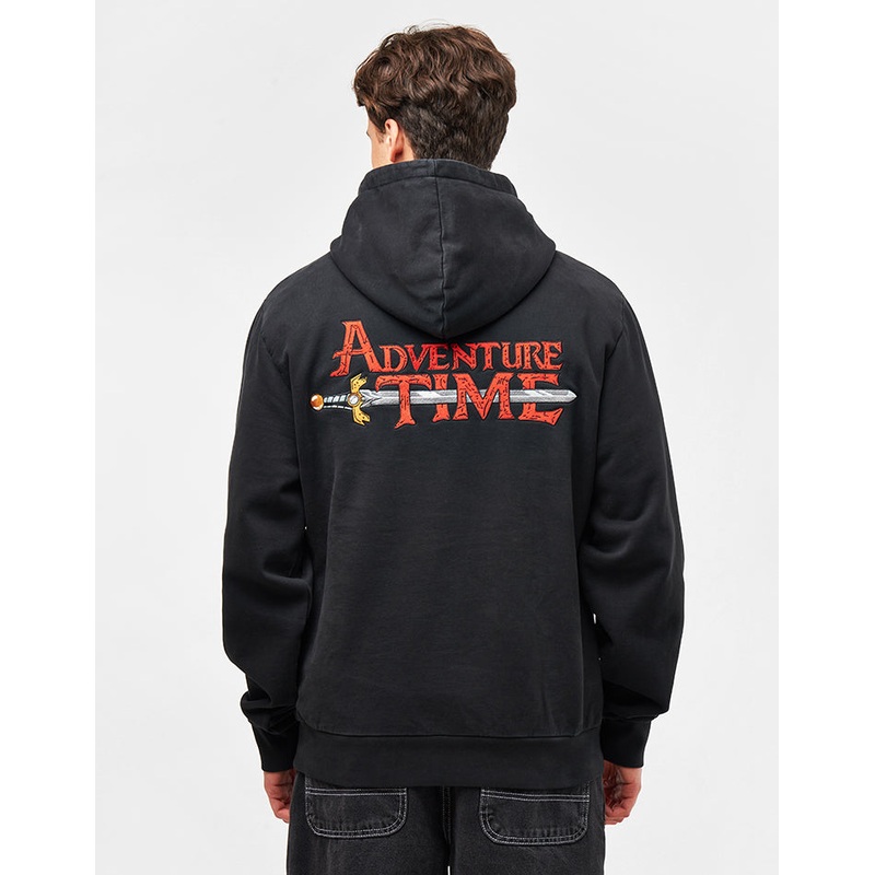 Welcome x Adventure Time Ricardio Embroidered Pigment-Dyed Pullover Hood  – Black
