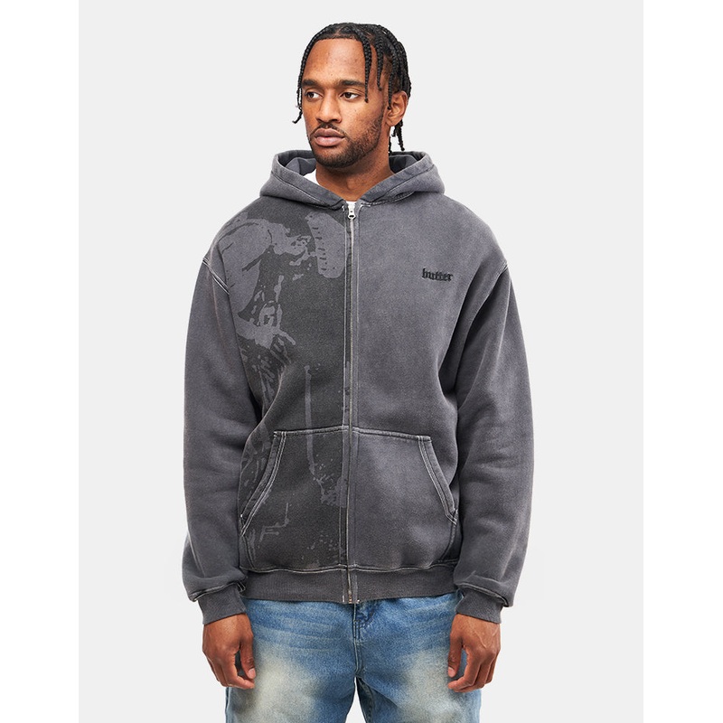 Butter Goods x Miles Davis Thanks Zip-Thru Hoodie – Charcoal