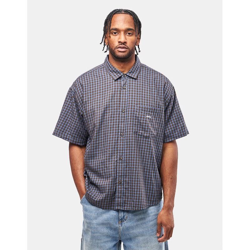 Obey Bigwig Otis Woven S/S Shirt – Dull Blue Multi