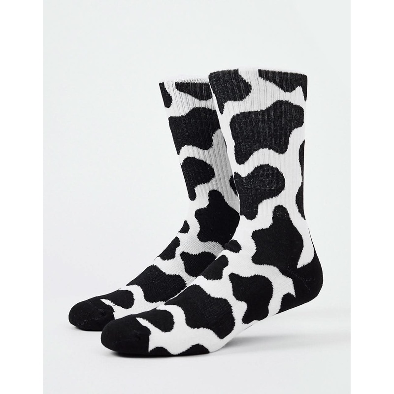 Route One Cow Crew Socks – White