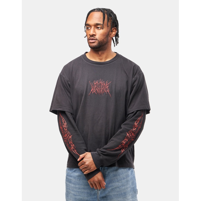 Welcome Caste Layered L/S Knit – Black/Red
