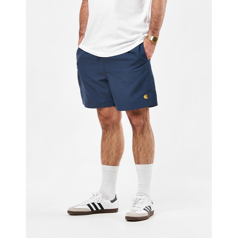 Carhartt WIP Chase Swim Trunks – Dusky Blue/Gold