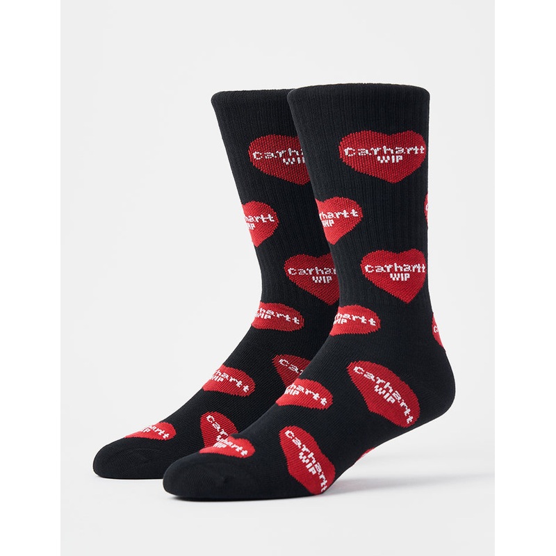 Carhartt WIP Heart Logo Crew Socks – Heart Logo Jacquard-Black