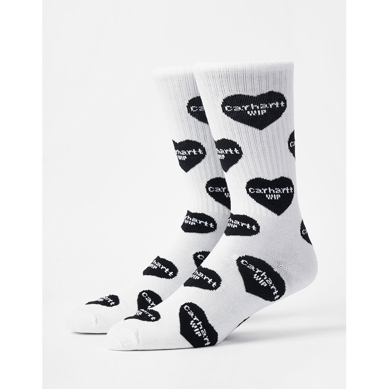Carhartt WIP Heart Logo Crew Socks – Heart Logo Jacquard-White